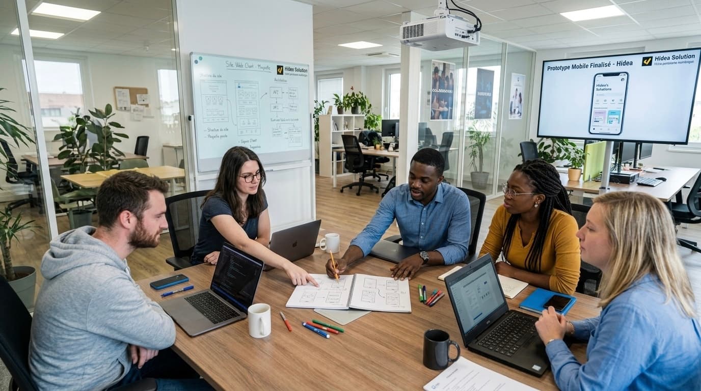 L'équipe Hidea Solution réunie autour d'un projet client